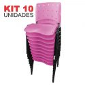 Cadeira Empilhável Plástica Rosa Anatômica 10 Unidades - ULTRA Móveis