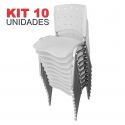 Cadeira Empilhável Plástica Branca Anatômica Base Prata 10 Unidades - ULTRA Móveis