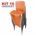 Cadeira Empilhável Plástica Laranja Anatômica Base Prata 10 Unidades - ULTRA Móveis