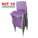 Cadeira Empilhável Plástica Lilás Anatômica Base Prata 10 Unidades - ULTRA Móveis