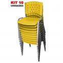 Cadeira Empilhável Plástica Amarela Base Prata 10 Unidades - ULTRA Móveis