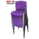 Cadeira Empilhável Plástica Lilás Base Prata 10 Unidades - ULTRA Móveis