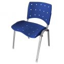 Cadeira Empilhável Plástica Azul Anatômica Base Prata - ULTRA Móveis
