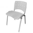 Cadeira Empilhável Plástica Branca Anatômica Base Prata - ULTRA Móveis