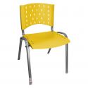 Cadeira Empilhável Plástica Amarela Base Prata - ULTRA Móveis