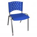 Cadeira Empilhável Plástica Azul Base Prata - ULTRA Móveis