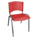 Cadeira Empilhável Plástica Vermelha Base Prata - ULTRA Móveis