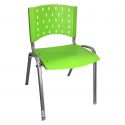 Cadeira Empilhável Plástica Verde Base Prata - ULTRA Móveis