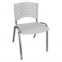 Cadeira Empilhável Plástica Branca Base Prata - ULTRA Móveis
