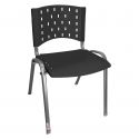 Cadeira Empilhável Plástica Preta Base Prata - ULTRA Móveis