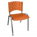 Cadeira Empilhável Plástica Laranja Base Prata - ULTRA Móveis