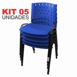 Cadeira Empilhável Azul - Kit com 05 unidades