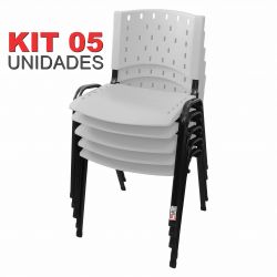 Cadeira Empilhável Branca - Kit com 05 Unidades
