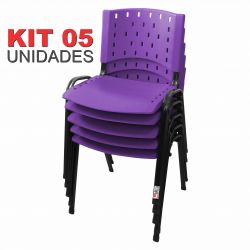 Cadeira Empilhável Lilás - Kit com 05 unidades