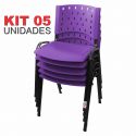 Cadeira Empilhável Plástica Lilás 5 Unidades - ULTRA Móveis