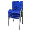 Cadeira Empilhável Plástica Azul Base Prata 5 Unidades - ULTRA Móveis