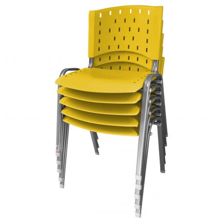 Cadeira Empilhável Ergoplax Azul Bic - Kit com 05 unidades