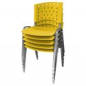 Cadeira Empilhável Plástica Amarela Base Prata 5 Unidades - ULTRA Móveis