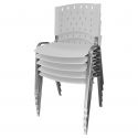 Cadeira Empilhável Plástica Branca Base Prata 5 Unidades - ULTRA Móveis