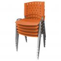 Cadeira Empilhável Plástica Laranja Base Prata 5 Unidades - ULTRA Móveis