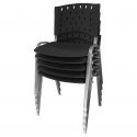 Cadeira Empilhável Plástica Preta Base Prata 5 Unidades - ULTRA Móveis