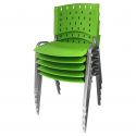 Cadeira Empilhável Plástica Verde Base Prata 5 Unidades - ULTRA Móveis