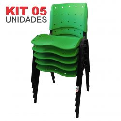 it 05 Unidades Cadeira Fixa Anatômica Ergoplax Assento Encosto Plástico Verde Limão
