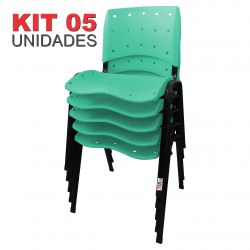 it 05 Unidades Cadeira Fixa Anatômica Ergoplax Assento Encosto Plástico Acqua Marine