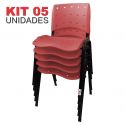 Cadeira Empilhável Plástica Cereja Anatômica 5 Unidades - ULTRA Móveis