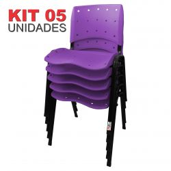 it 05 Unidades Cadeira Fixa Anatômica Ergoplax Assento Encosto Plástico Lilás