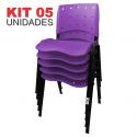 Cadeira Empilhável Plástica Lilás Anatômica 5 Unidades - ULTRA Móveis