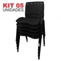Cadeira Empilhável Plástica Preta Anatômica 5 Unidades - ULTRA Móveis