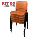 Cadeira Empilhável Plástica Laranja Anatômica 5 Unidades - ULTRA Móveis