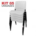 Cadeira Empilhável Plástica Branca Anatômica 5 Unidades - ULTRA Móveis