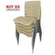 Kit 05 Unidades Cadeira Fixa Anatômica Ergoplax Bege Estrutura Prata