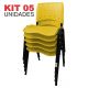 it 05 Unidades Cadeira Fixa Anatômica Ergoplax Assento Encosto Plástico Amarelo