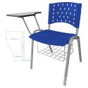 Kit 10 Cadeiras Universitárias Singolare Com Porta Livros Azul Estrutura Prata