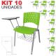 Kit 10 Cadeiras Universitárias Singolare Com Porta Livros Verde Estrutura Prata