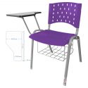 Cadeira Universitária Plástica Lilás Com Porta Livros Base Prata 10 Unidades - ULTRA Móveis