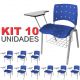 Cadeira Universitária Plástica Azul Anatômica Com Porta Livros Base Prata 10 Unidades - ULTRA Móveis