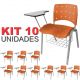 Cadeira Universitária Plástica Laranja Anatômica Com Porta Livros Base Prata 10 Unidades - ULTRA Móveis