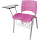 Cadeira Universitária Plástica Rosa Anatômica Com Porta Livros Base Prata 10 Unidades - ULTRA Móveis
