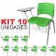 Cadeira Universitária Plástica Verde Anatômica Com Porta Livros Base Prata 10 Unidades - ULTRA Móveis