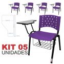 Cadeira Universitária Plástica Lilás Com Porta Livros 5 Unidades - ULTRA Móveis