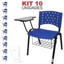 Cadeira Universitária Plástica Azul Com Porta Livros 10 Unidades - ULTRA Móveis