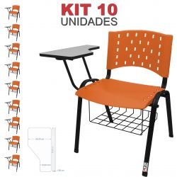 Kit 10 Cadeiras Universitárias Ergoplax Com Porta Livros Acqua Marine Ultra