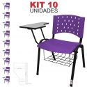 Cadeira Universitária Plástica Lilás Com Porta Livros 10 Unidades - ULTRA Móveis