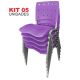 Kit 05 Unidades Cadeira Fixa Anatômica Ergoplax Lilás Estrutura Prata