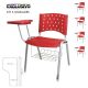 Cadeira Universitária Plástica Vermelha Com Porta Livros Base Prata 5 Unidades Prancheta Plástica - ULTRA Móveis