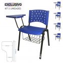Cadeira Universitária Plástica Azul Com Porta Livros 5 Unidades Prancheta Plástica - ULTRA Móveis